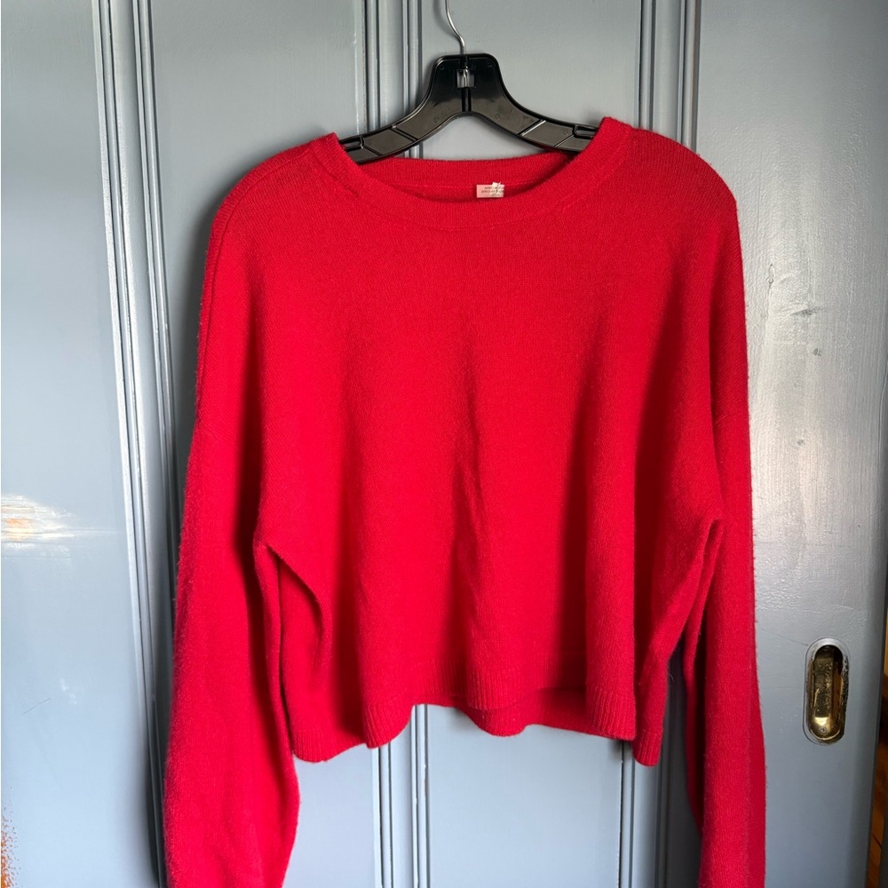 Alice + Olivia Red Cashmere Crew Neck Sweater